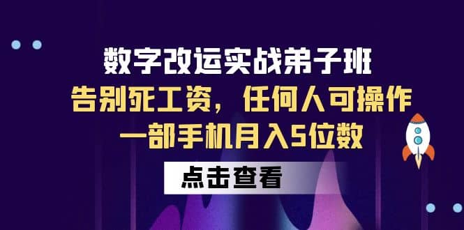 数字 改运实战弟子班：告别死工资，任何人可操作，一部手机月入5位数-飞鱼网创