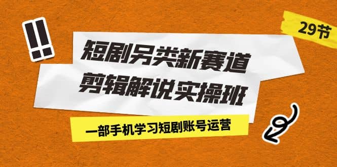 短剧另类新赛道剪辑解说实操班：一部手机学习短剧账号运营（29节 价值500）-飞鱼网创