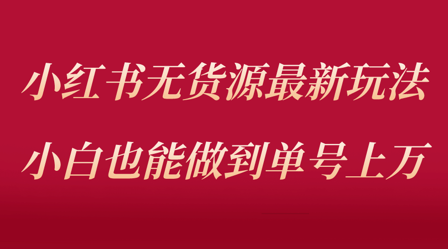 小红书无货源最新螺旋起号玩法，电商小白也能做到单号上万（收费3980）-飞鱼网创