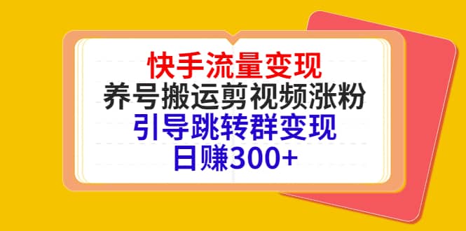 快手流量变现，养号搬运剪视频涨粉，引导跳转群变现日赚300+-飞鱼网创