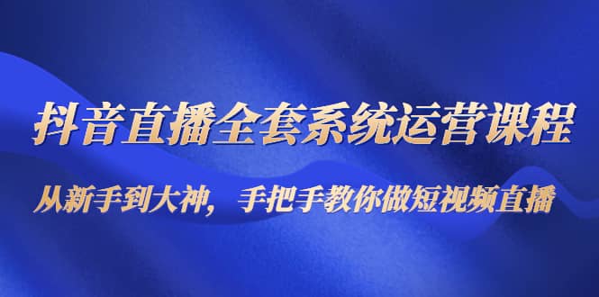 抖音直播全套系统运营课程：从新手到大神，手把手教你做直播短视频-飞鱼网创