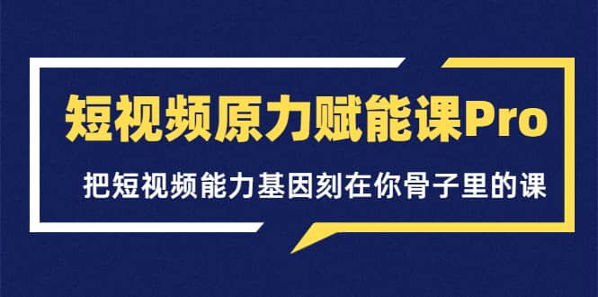 短视频原力赋能课Pro，把短视频能力基因刻在你骨子里的课（价值4999元）-飞鱼网创