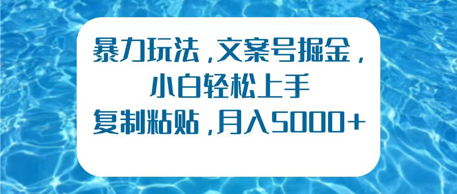 暴力玩法，文案号掘金，小白轻松上手，复制粘贴，月入5000+-飞鱼网创