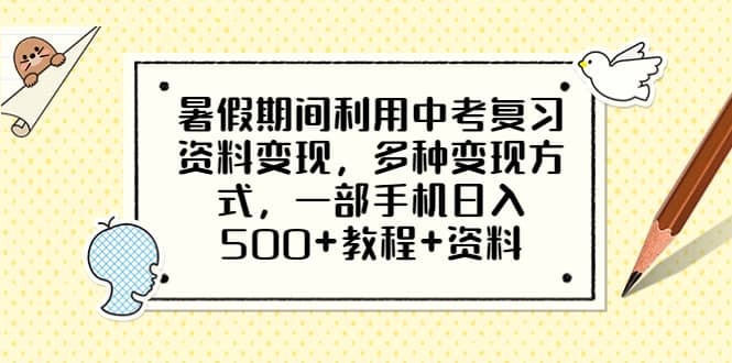 暑假期间利用中考复习资料变现，多种变现方式，一部手机日入500+教程+资料-飞鱼网创