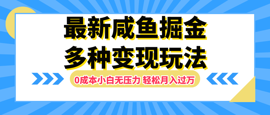 最新咸鱼掘金玩法，更新玩法，0成本小白无压力，多种变现轻松月入过万-飞鱼网创