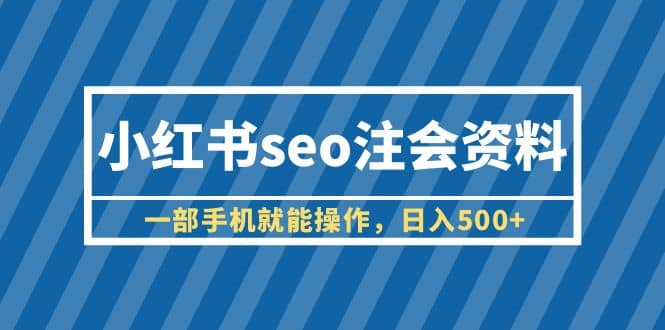 小红书seo注会资料，一部手机就能操作，日入500+（教程+资料）-飞鱼网创