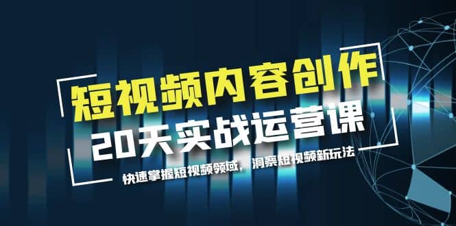 短视频内容创作20天实战运营课，快速掌握短视频领域，洞察短视频新玩法-飞鱼网创