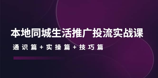 本地同城生活推广投流实战课：通识篇+实操篇+技巧篇-飞鱼网创