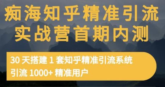 痴海知乎精准引流实战营1-2期，30天搭建1套知乎精准引流系统，引流1000+精准用户-飞鱼网创