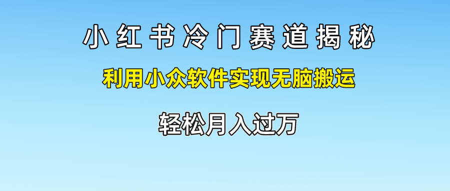 小红书冷门赛道揭秘,轻松月入过万，利用小众软件实现无脑搬运，-飞鱼网创