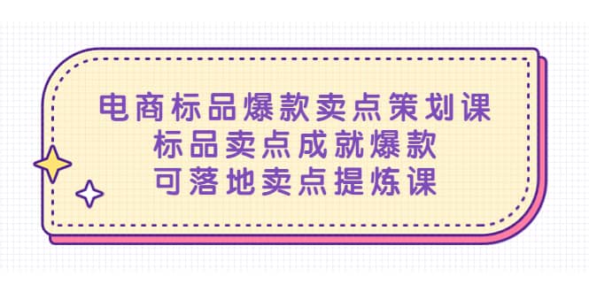 电商标品爆款卖点策划课，标品卖点成就爆款，可落地卖点提炼课-飞鱼网创