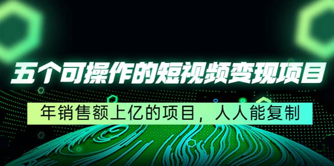 五个可操作的短视频变现项目：年销售额上亿的项目，人人能复制-飞鱼网创