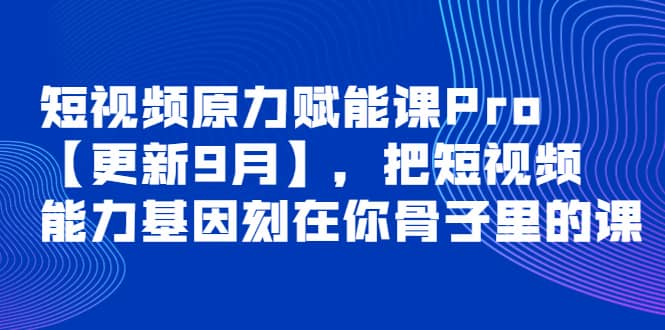 短视频原力赋能课Pro【更新9月】，把短视频能力基因刻在你骨子里的课-飞鱼网创