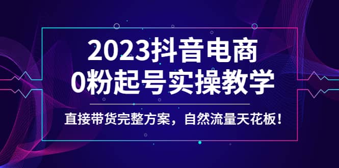 2023抖音电商0粉起号实操教学，直接带货完整方案，自然流量天花板-飞鱼网创