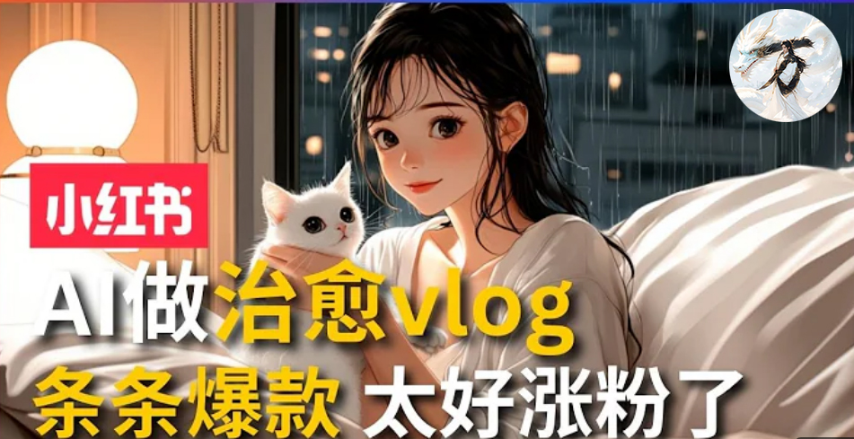 AI治愈系vlog动画视频，小红书7天 涨粉破千，商单报价1500+，0成本制作，日入2000+，有手就会 -飞鱼网创