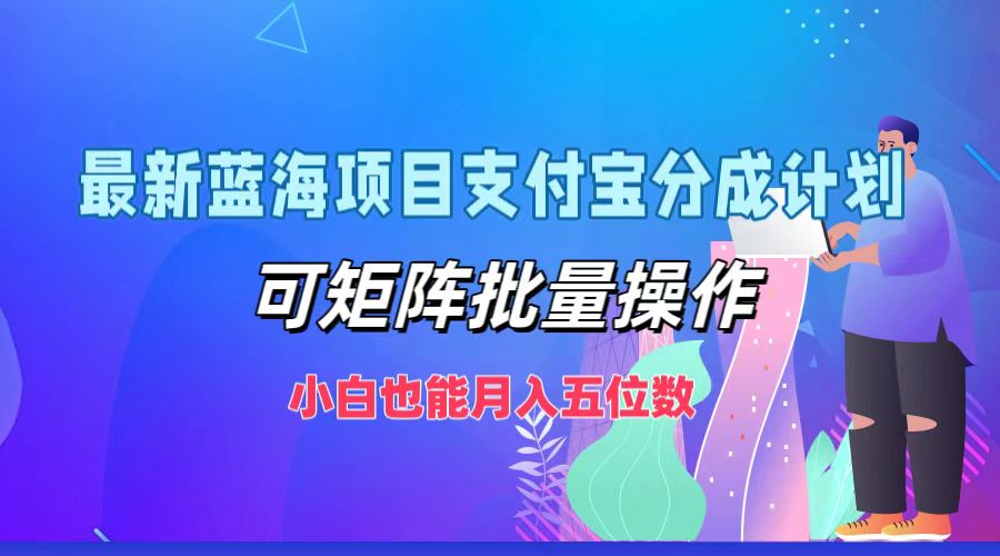 最新蓝海项目支付宝分成计划，小白也能月入五位数，可矩阵批量操作-飞鱼网创