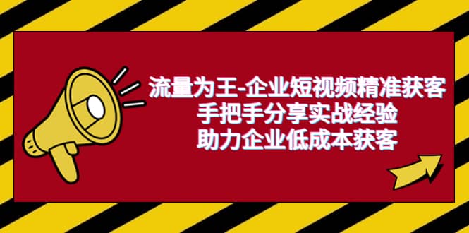 流量为王-企业 短视频精准获客，手把手分享实战经验，助力企业低成本获客-飞鱼网创