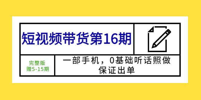 短视频带货第16期：一部手机，0基础听话照做，保证出单-飞鱼网创