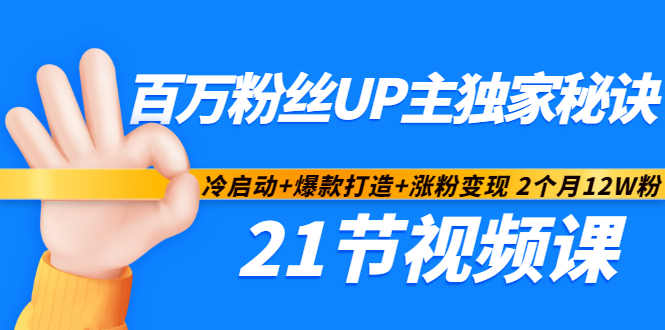 百万粉丝UP主独家秘诀：冷启动+爆款打造+涨粉变现2个月12W粉（21节视频课)-飞鱼网创