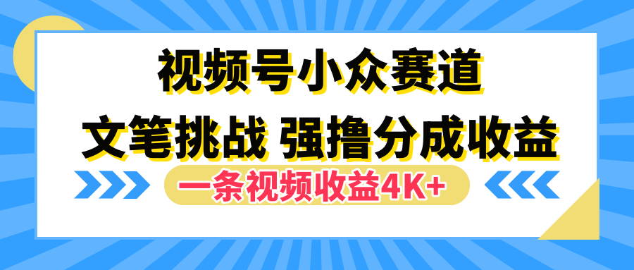 视频号小众赛道，文笔挑战，一条视频收益4K+-飞鱼网创