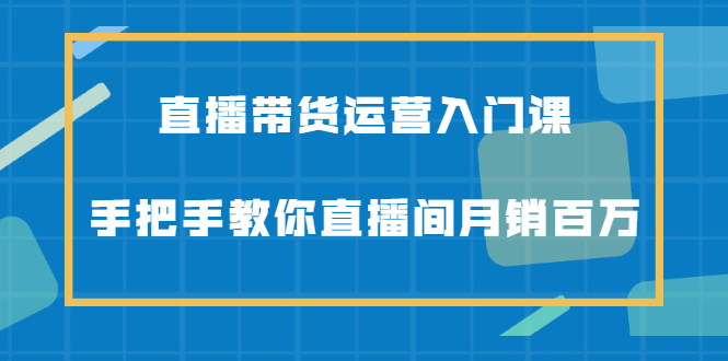 直播带货运营入门课，手把手教你直播间月销百万-飞鱼网创