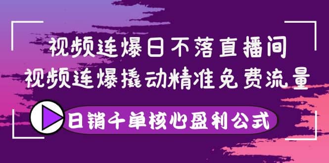 视频连爆日不落直播间，视频连爆撬动精准免费流量，日销千单核心盈利公式-飞鱼网创