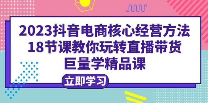 2023抖音电商核心经营方法：18节课教你玩转直播带货，巨量学精品课-飞鱼网创