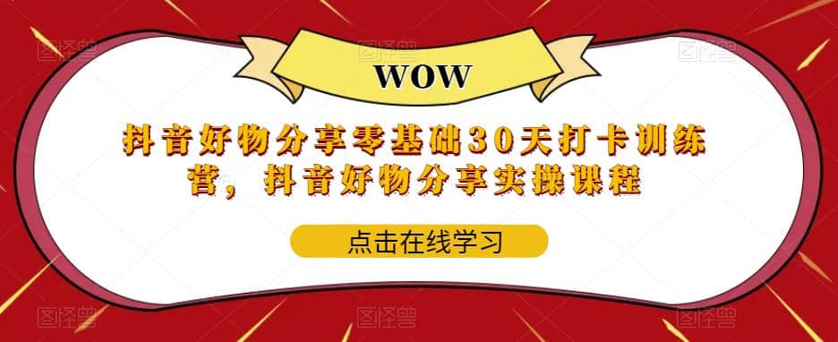 抖音好物分享0基础30天-打卡特训营，抖音好物分享实操课程-飞鱼网创