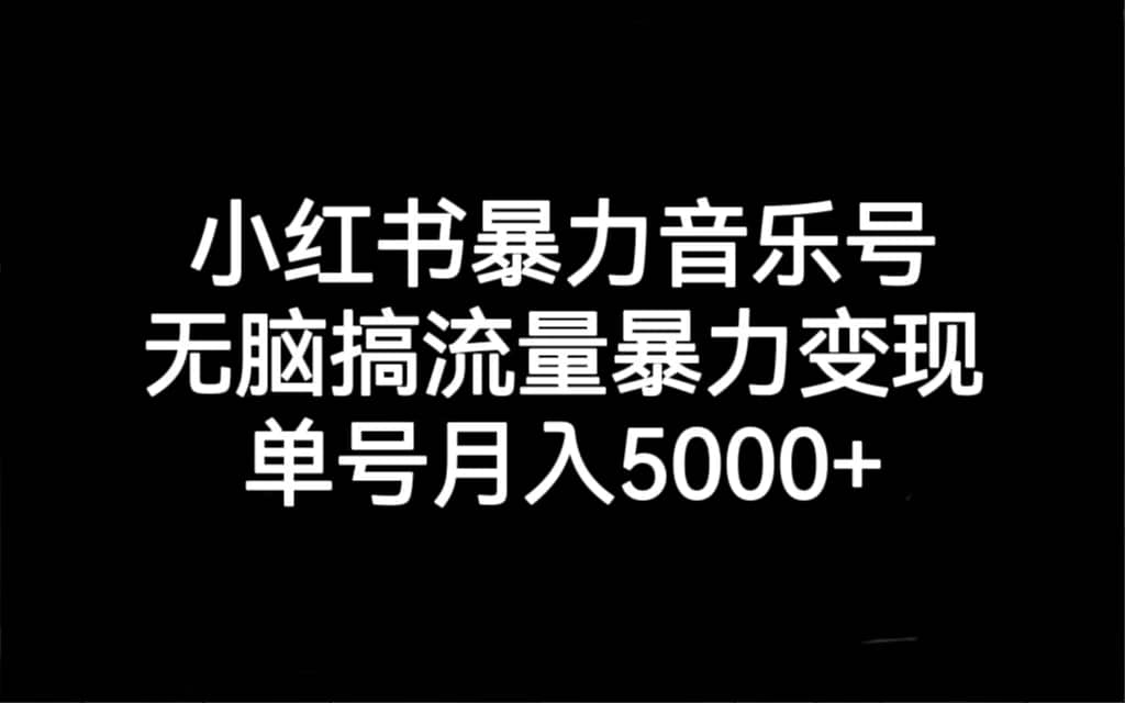 小红书暴力音乐号，无脑搞流量暴力变现，单号月入5000+-飞鱼网创