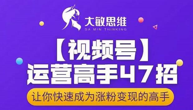 大敏思维-视频号运营高手47招，让你快速成为涨粉变现高手-飞鱼网创