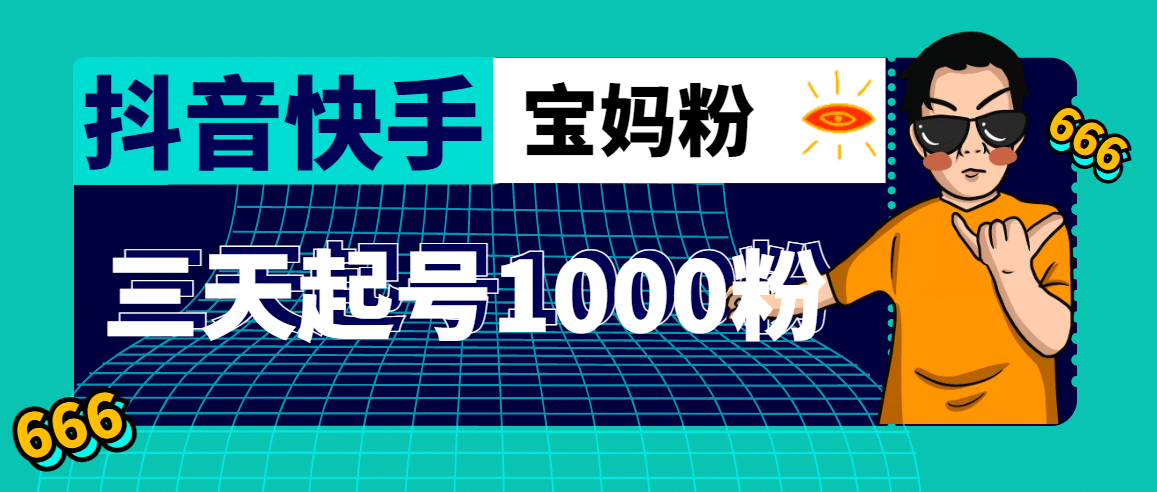 抖音快手三天起号涨粉1000宝妈粉丝的核心方法【详细玩法教程】-飞鱼网创