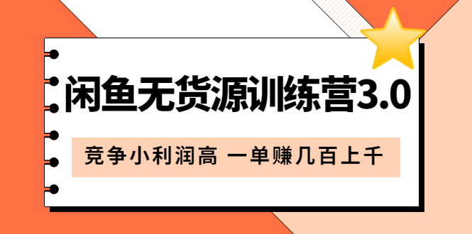 闲鱼无货源训练营3.0：竞争小利润高 一单赚几百上千（教程+手册）第3次更新-飞鱼网创