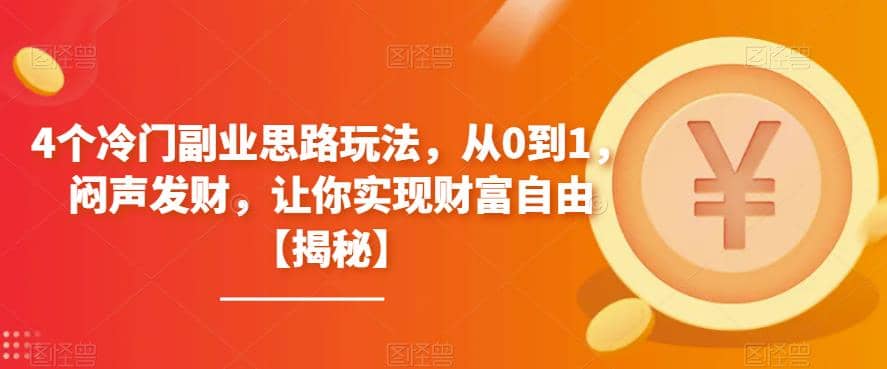 4个冷门副业思路玩法，从0到1，闷声发财，让你实现财富自由【揭秘】-飞鱼网创