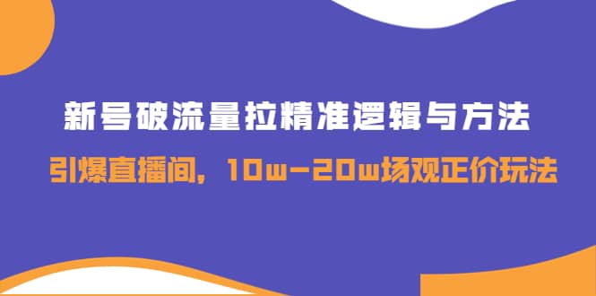 新号破流量拉精准逻辑与方法，引爆直播间，10w-20w场观正价玩法-飞鱼网创