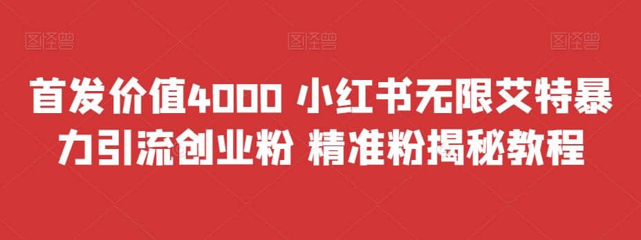 首发价值4000 小红书无限艾特暴力引流创业粉 精准粉揭秘教程-飞鱼网创