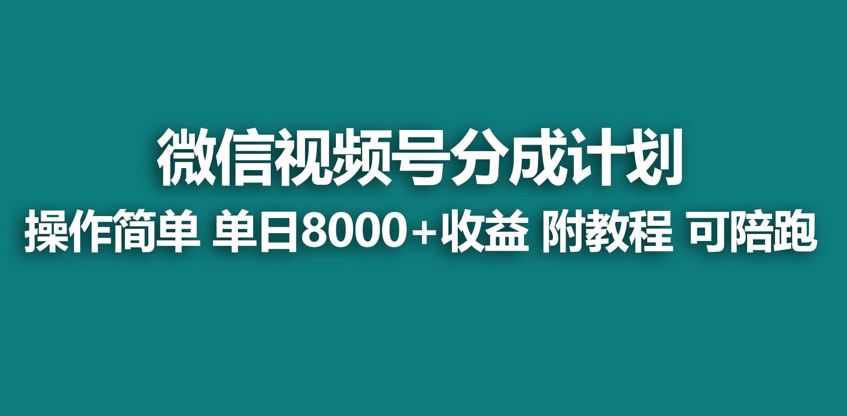 【蓝海项目】视频号分成计划，快速开通收益，单天爆单8000+，送玩法教程-飞鱼网创