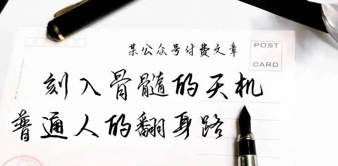 某公众号付费文章：刻入骨髓的天机，揭露“普通人的翻身路” 这件通天大事-飞鱼网创