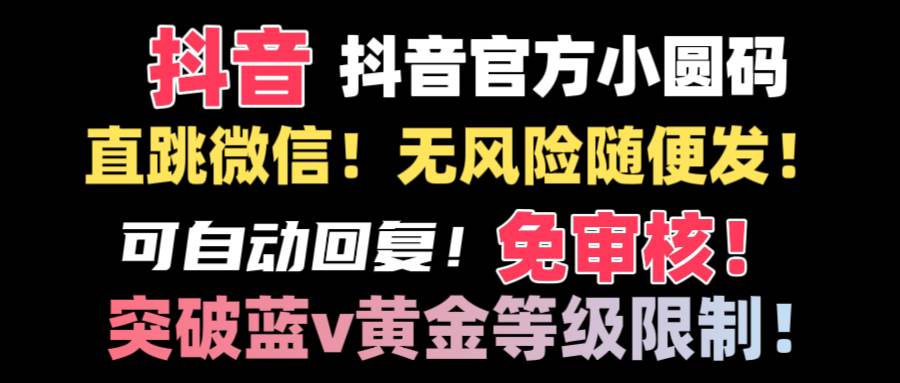 抖音二维码直跳微信技术！站内随便发不违规！！-飞鱼网创