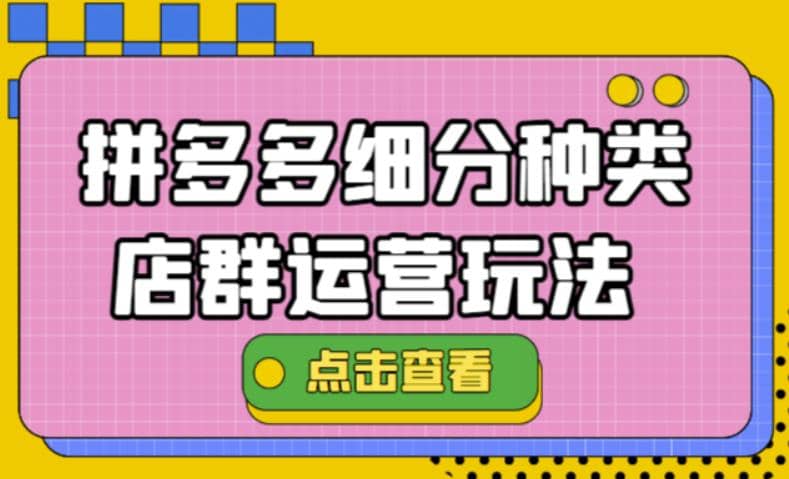 拼多多细分种类店群运营玩法3.0，11月最新玩法，小白也可以操作-飞鱼网创