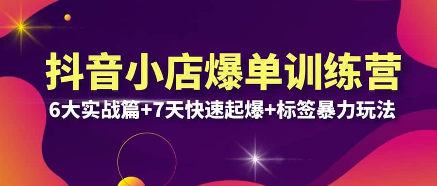 抖音小店爆单训练营VIP线下课：6大实战篇+7天快速起爆+标签暴力玩法(32节)-飞鱼网创