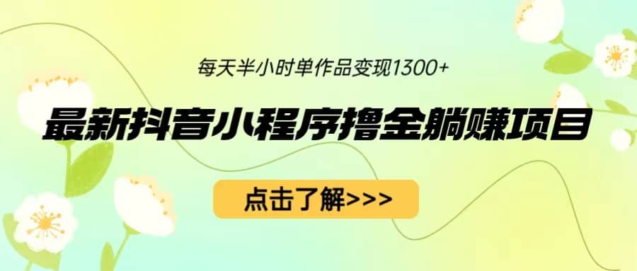 最新抖音小程序撸金躺赚项目，一部手机每天半小时，单个作品变现1300+-飞鱼网创