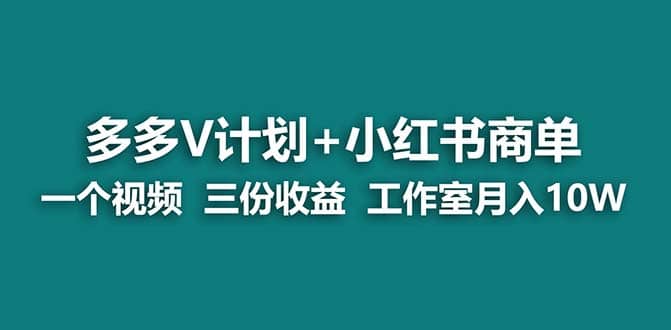 【蓝海项目】多多v计划+小红书商单 一个视频三份收益 工作室月入10w打法-飞鱼网创