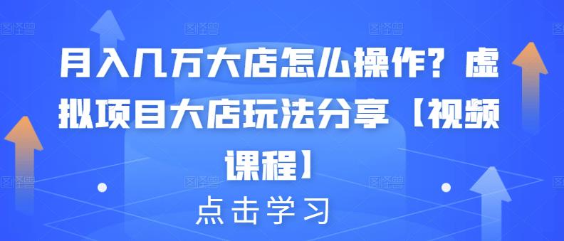 月入几万大店怎么操作？虚拟项目大店玩法分享【视频课程】-飞鱼网创