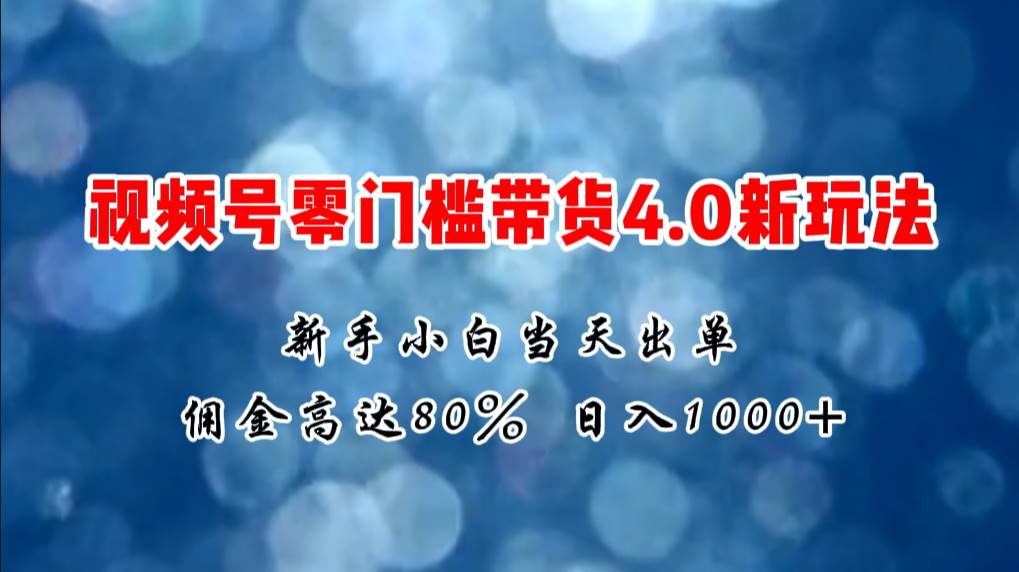 微信视频号零门槛带货4.0新玩法，新手小白当天见收益，日入1000+-飞鱼网创