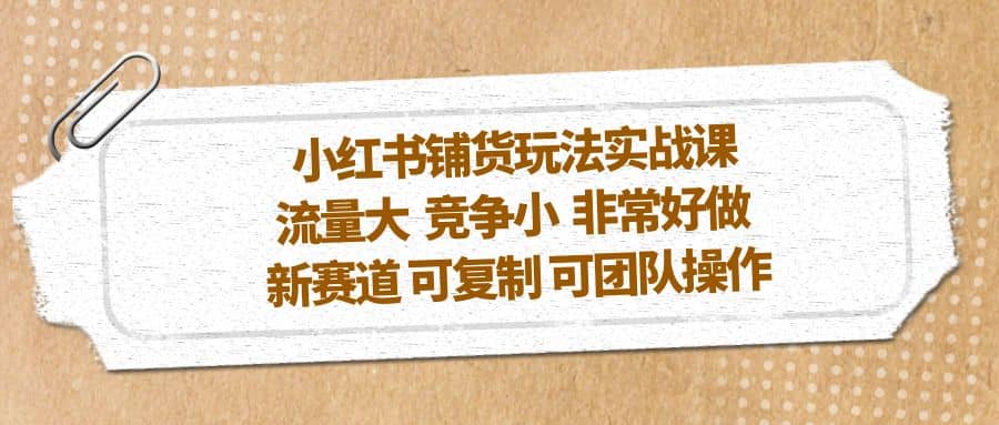 小红书铺货玩法实战课，流量大 竞争小 非常好做 新赛道 可复制 可团队操作-飞鱼网创