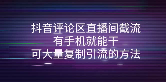 抖音评论区直播间截流，有手机就能干，可大量复制引流的方法-飞鱼网创