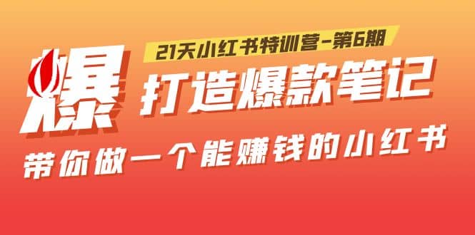 21天小红书特训营-第6期，打造爆款笔记，带你做一个能赚钱的小红书-飞鱼网创