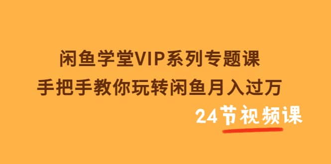 闲鱼学堂VIP系列专题课：手把手教你玩转闲鱼月入过万（共24节视频课）-飞鱼网创