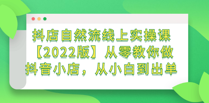 抖店自然流线上实操课【2022版】从零教你做抖音小店，从小白到出单-飞鱼网创