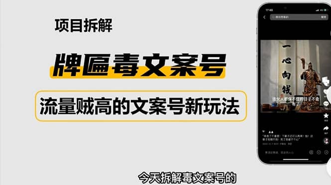 2023抖音快手毒文案新玩法，牌匾文案号，起号快易变现-飞鱼网创